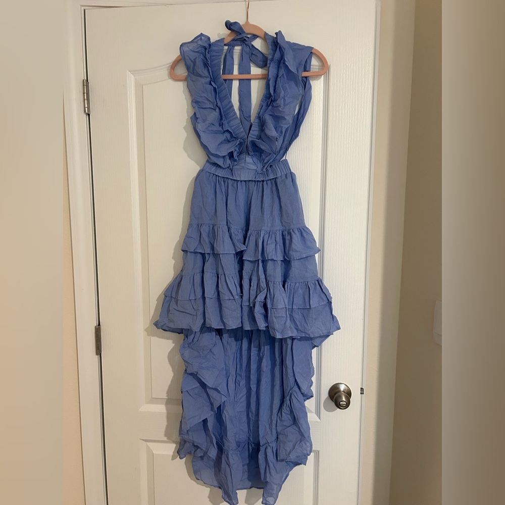 MABLE Sky Blue Layered Kids Dress
